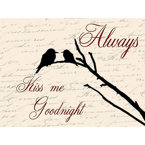 Always Kiss Me White Modern Wood Framed Art Print by Lewis, Sheldon