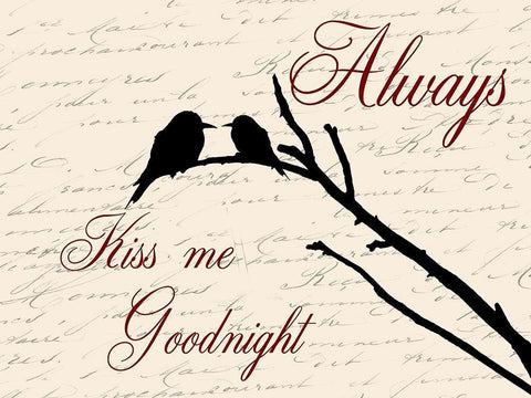 Always Kiss Me White Modern Wood Framed Art Print with Double Matting by Lewis, Sheldon