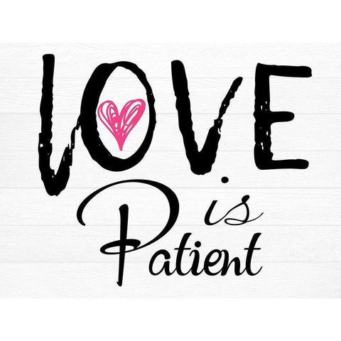 Love Is Patient Black Modern Wood Framed Art Print with Double Matting by Lewis, Sheldon