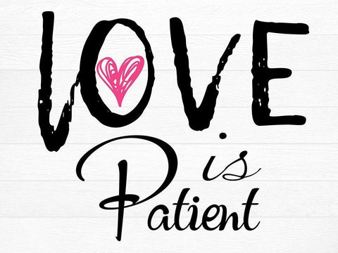 Love Is Patient White Modern Wood Framed Art Print with Double Matting by Lewis, Sheldon