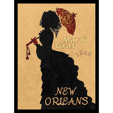 1945 Mardi Gras Black Modern Wood Framed Art Print by Lewis, Sheldon