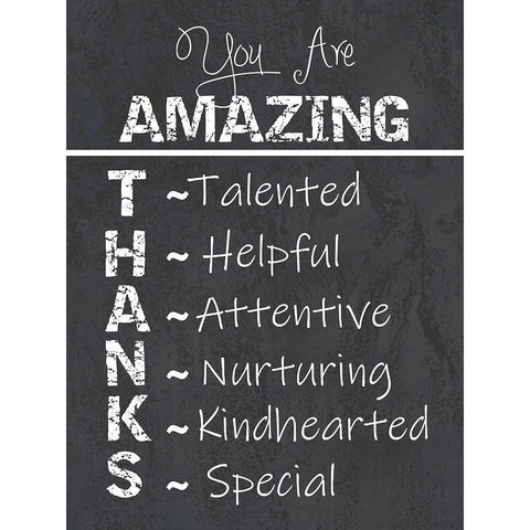 Thanks White Modern Wood Framed Art Print by Lewis, Sheldon