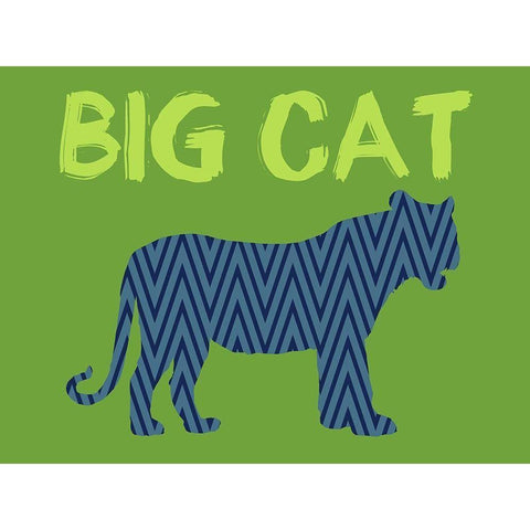 Big Cat White Modern Wood Framed Art Print by Lewis, Sheldon