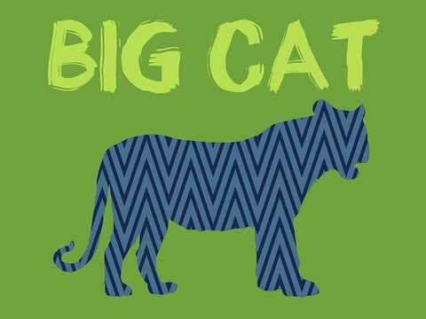 Big Cat White Modern Wood Framed Art Print with Double Matting by Lewis, Sheldon