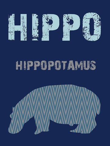 Hippo White Modern Wood Framed Art Print with Double Matting by Lewis, Sheldon