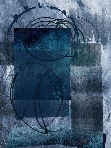 Samba Blue White Modern Wood Framed Art Print with Double Matting by Lewis, Sheldon