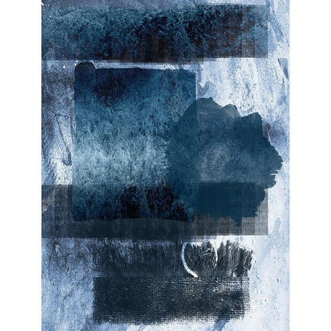 Placid Blue Black Modern Wood Framed Art Print by Lewis, Sheldon