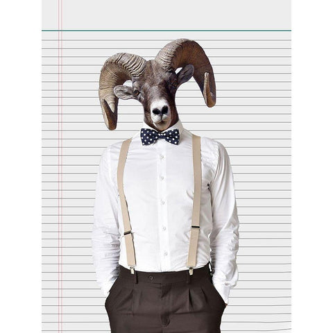 Monday Ram White Modern Wood Framed Art Print by Lewis, Sheldon