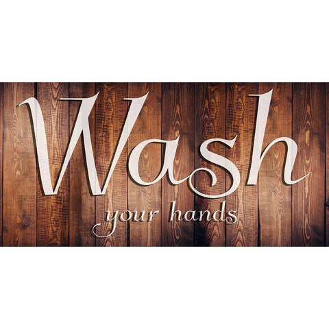 Wash Your Hands Gold Ornate Wood Framed Art Print with Double Matting by Lewis, Sheldon