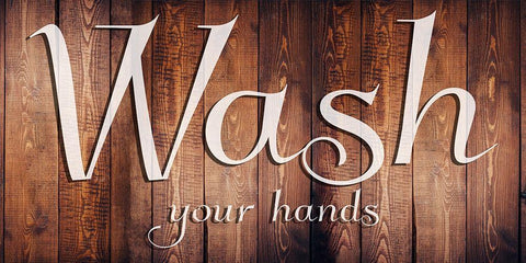 Wash Your Hands Black Ornate Wood Framed Art Print with Double Matting by Lewis, Sheldon