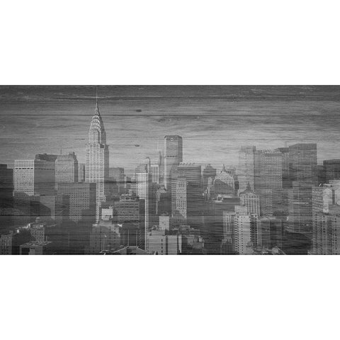 Big Apple BW Gold Ornate Wood Framed Art Print with Double Matting by Lewis, Sheldon