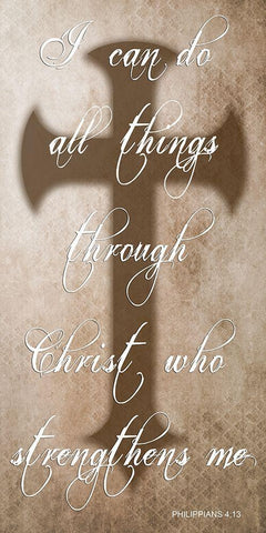 All Things Through Christ Black Ornate Wood Framed Art Print with Double Matting by Lewis, Sheldon