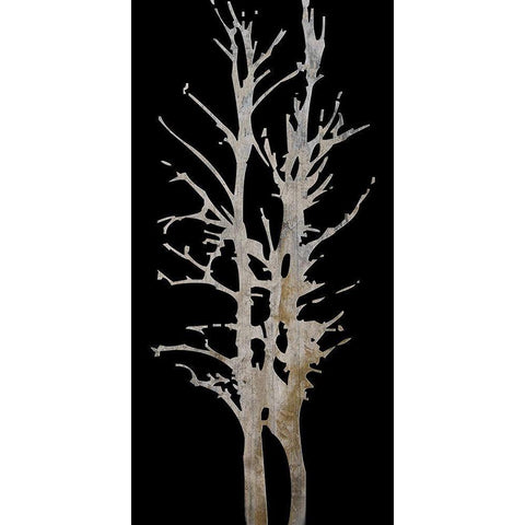 Twin Twigs Black Modern Wood Framed Art Print by Lewis, Sheldon