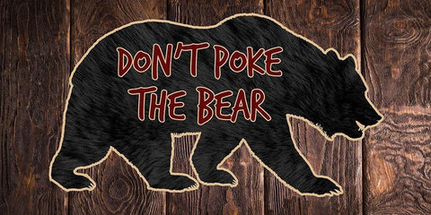Dont Poke The Bear Black Ornate Wood Framed Art Print with Double Matting by Lewis, Sheldon