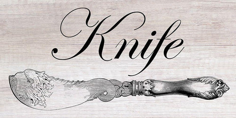 Vintage Knife White Modern Wood Framed Art Print with Double Matting by Lewis, Sheldon