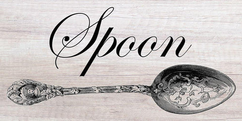 Vintage Spoon Black Ornate Wood Framed Art Print with Double Matting by Lewis, Sheldon