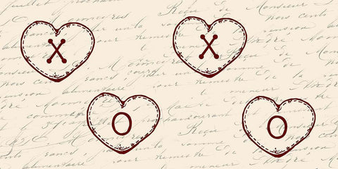 X and O Black Ornate Wood Framed Art Print with Double Matting by Lewis, Sheldon