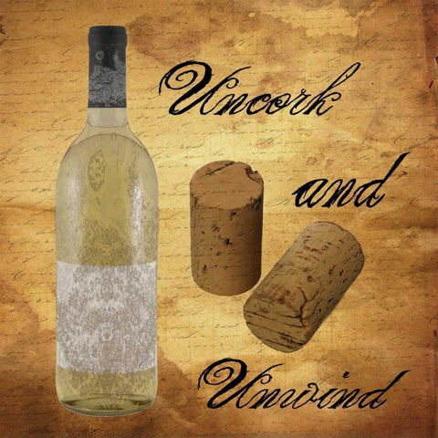 Uncork Black Modern Wood Framed Art Print with Double Matting by Lewis, Sheldon