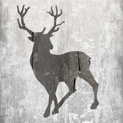 Buck Hunt Gray Black Ornate Wood Framed Art Print with Double Matting by Lewis, Sheldon