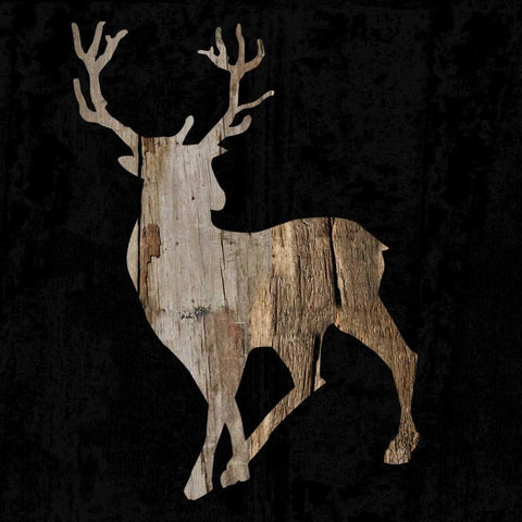 Buck Hunt Silhouette Black Modern Wood Framed Art Print by Lewis, Sheldon