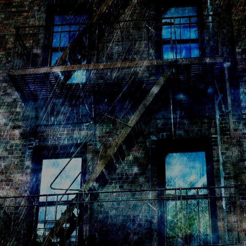 Brooklyn Blues White Modern Wood Framed Art Print with Double Matting by Lewis, Sheldon