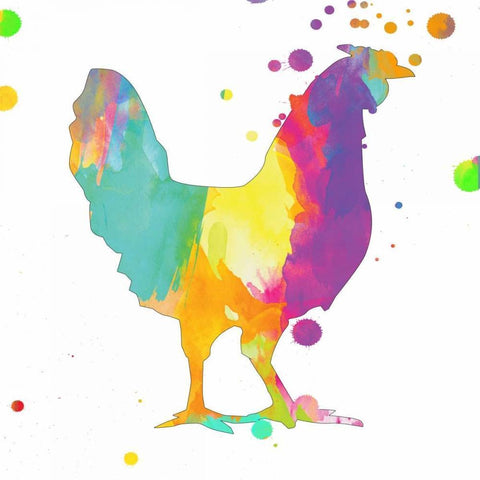 Bubbly Rooster White Modern Wood Framed Art Print with Double Matting by Lewis, Sheldon