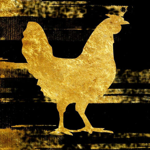 Rich Rooster Black Ornate Wood Framed Art Print with Double Matting by Lewis, Sheldon