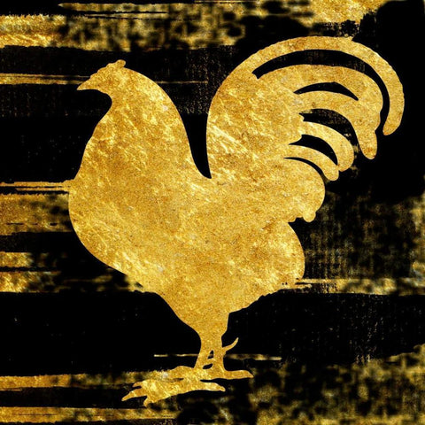 Gold Rush Rooster Gold Ornate Wood Framed Art Print with Double Matting by Lewis, Sheldon