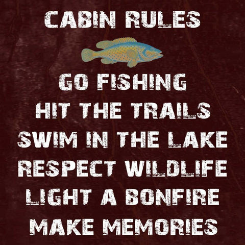 Cabin Rules Gold Ornate Wood Framed Art Print with Double Matting by Lewis, Sheldon