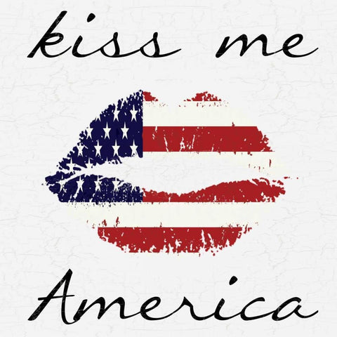 Kiss Me America Black Modern Wood Framed Art Print by Lewis, Sheldon