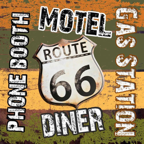 Route 66 Comforts Gold Ornate Wood Framed Art Print with Double Matting by Lewis, Sheldon