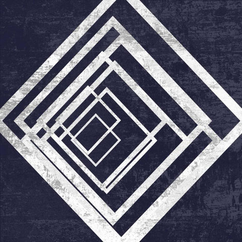 Indigo And White Escape Black Modern Wood Framed Art Print with Double Matting by Lewis, Sheldon