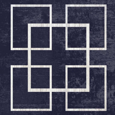 Indigo And White City Square Black Modern Wood Framed Art Print by Lewis, Sheldon