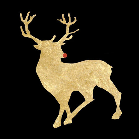 Run Run Rudolph Gold Ornate Wood Framed Art Print with Double Matting by Lewis, Sheldon