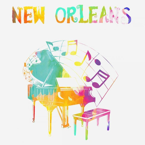 New Orleans Piano White Modern Wood Framed Art Print by Lewis, Sheldon