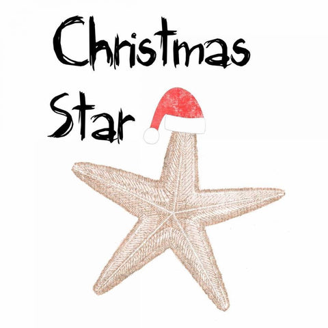 Christmas Starfish White Modern Wood Framed Art Print with Double Matting by Lewis, Sheldon