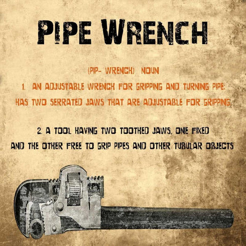 Pipe Wrench Black Ornate Wood Framed Art Print with Double Matting by Lewis, Sheldon