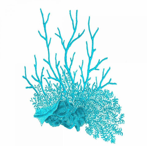 Blue Coral 2 Black Ornate Wood Framed Art Print with Double Matting by Lewis, Sheldon