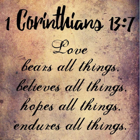 Love Endures All Things White Modern Wood Framed Art Print with Double Matting by Lewis, Sheldon