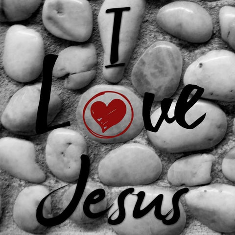 I Love You Jesus White Modern Wood Framed Art Print with Double Matting by Lewis, Sheldon