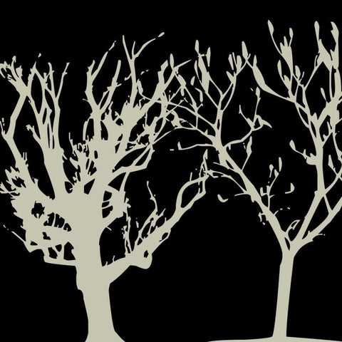 Duo Tree Black Modern Wood Framed Art Print by Lewis, Sheldon