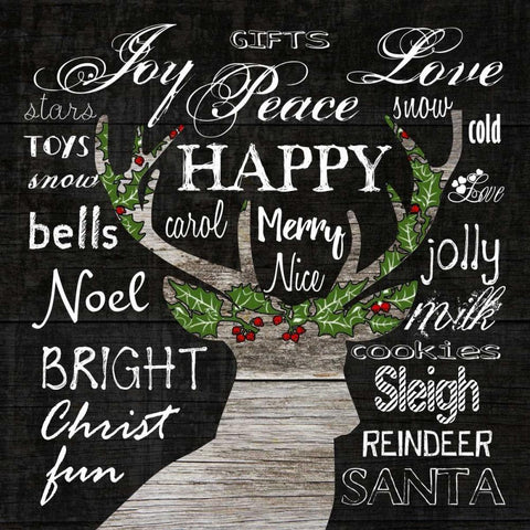 Oh Deer Typography White Modern Wood Framed Art Print with Double Matting by Lewis, Sheldon