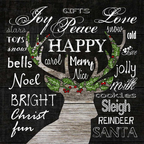 Oh Deer Typography Gold Ornate Wood Framed Art Print with Double Matting by Lewis, Sheldon