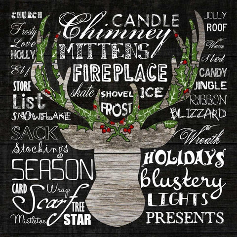 Oh Deer Typography 2 Gold Ornate Wood Framed Art Print with Double Matting by Lewis, Sheldon