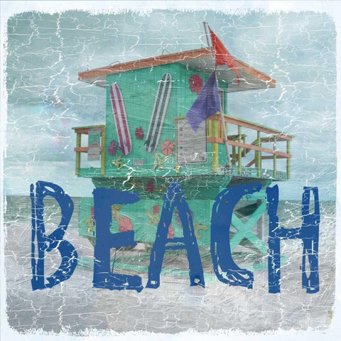 Beach Florida Black Modern Wood Framed Art Print by Lewis, Sheldon