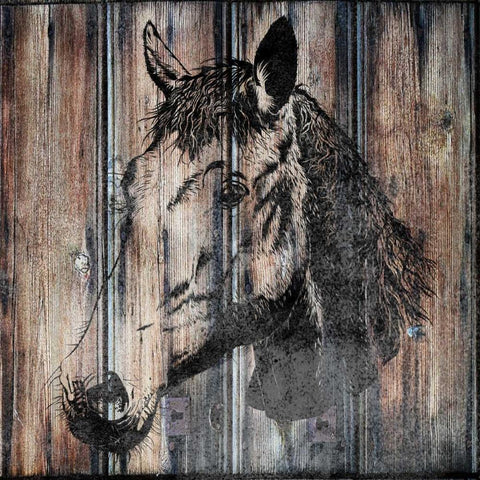 On The Farm Black Ornate Wood Framed Art Print with Double Matting by Lewis, Sheldon