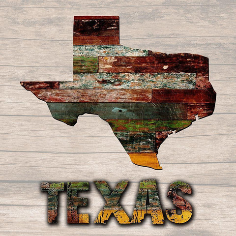 Texas Wooden Map White Modern Wood Framed Art Print with Double Matting by Lewis, Sheldon