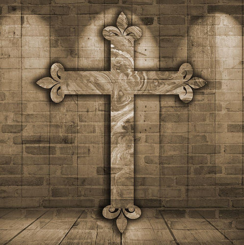 Holy Cross White Modern Wood Framed Art Print with Double Matting by Lewis, Sheldon