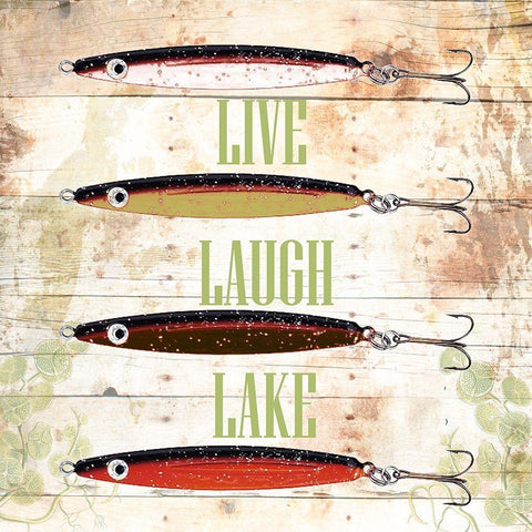Live Laugh Lake White Modern Wood Framed Art Print by Lewis, Sheldon