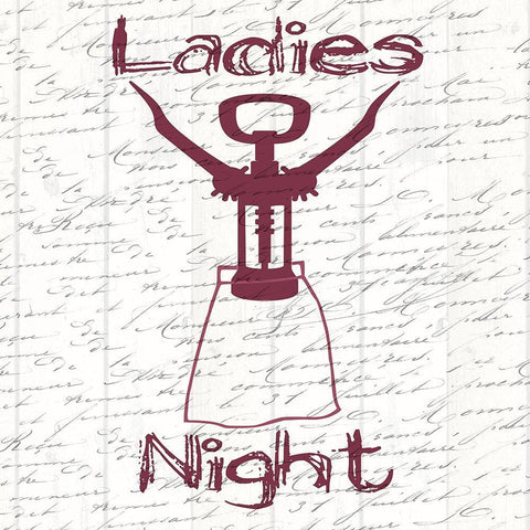 Ladies Night White Modern Wood Framed Art Print with Double Matting by Lewis, Sheldon